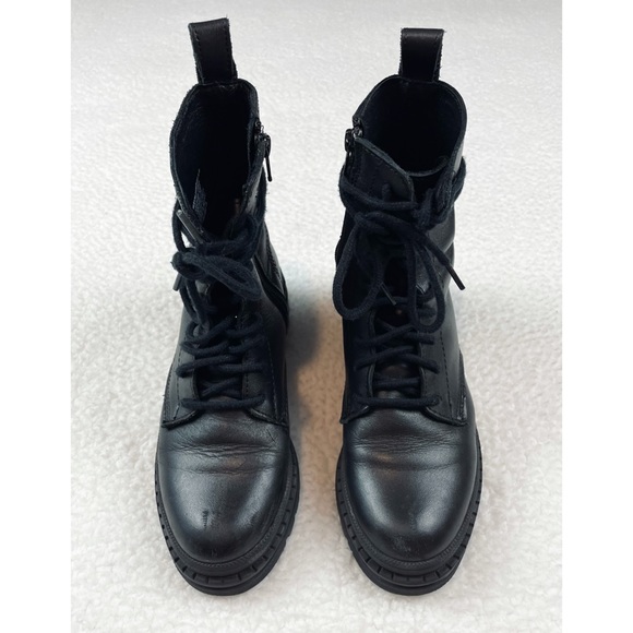 STEVE MADDEN • Black Jamisyn Leather Combat Boots - Picture 7 of 16